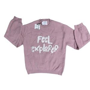 Zara Girls Pearl Sweatshirt Feel Explorer Pink Size  13-14 NEW WITH TAGS